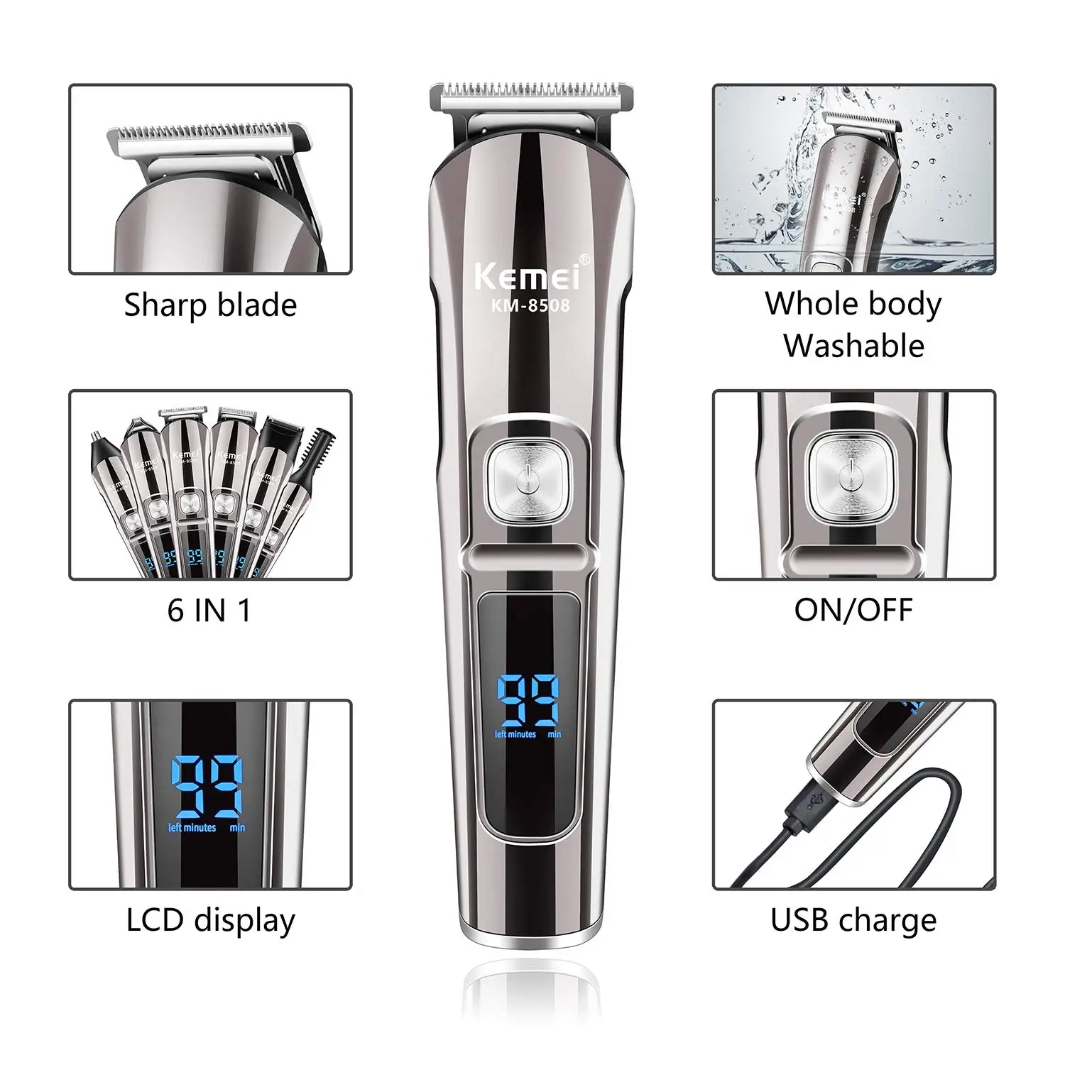 Kemei Professional Multifuncti - đánh giá và giá Men'S Grooming Electric Trimmer